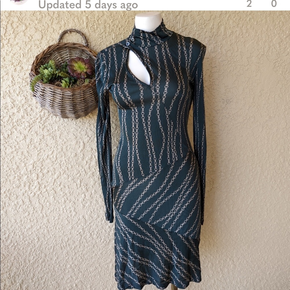Marcella high neck chain print dress